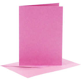 Kaarten en enveloppen, afmeting kaart 10,5x15 cm, afmeting envelop 11,5x16,5 cm, 110+220 gr, roze, 6 set/ 1 doos [HOB-23017]