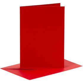 Kaarten en enveloppen, afmeting kaart 10,5x15 cm, afmeting envelop 11,5x16,5 cm, 110+230 gr, rood, 6 set/ 1 doos [HOB-23019]