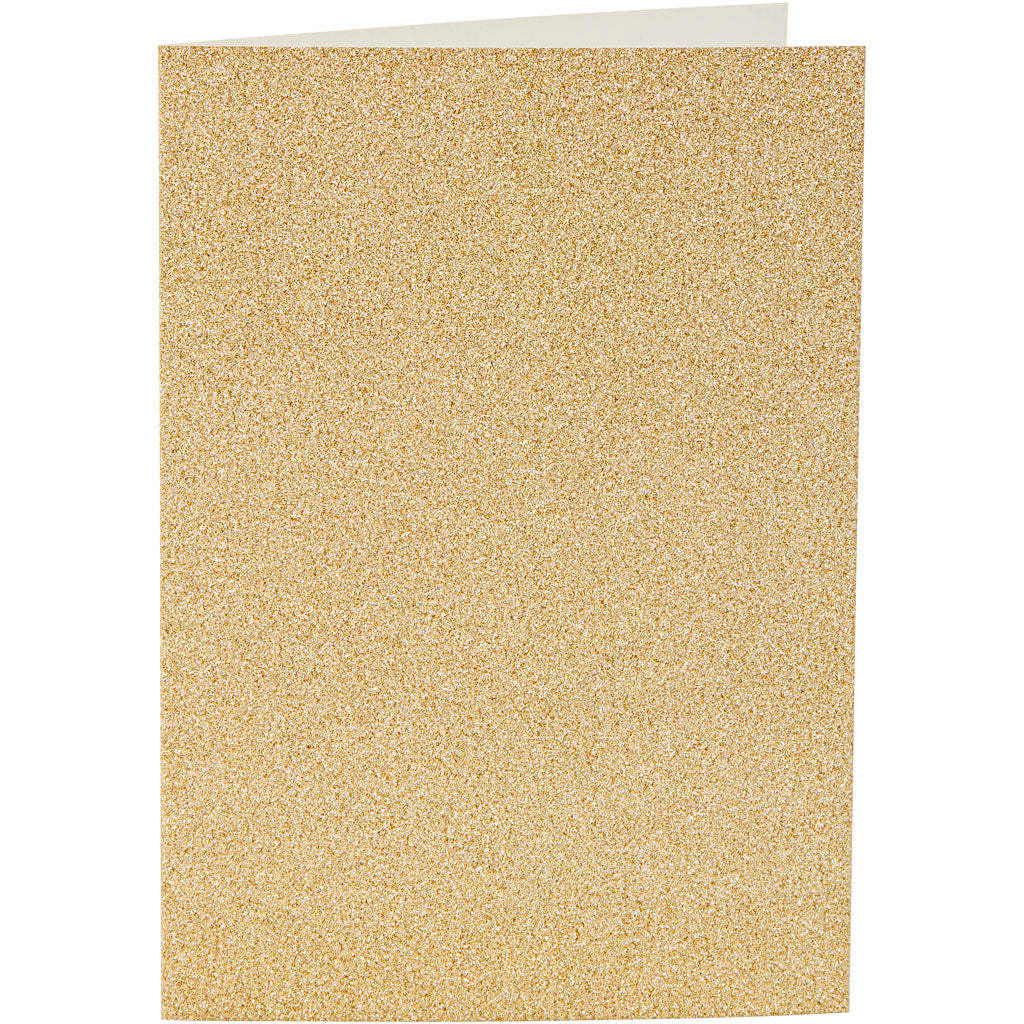 Kaarten en enveloppen, afmeting kaart 10,5x15 cm, afmeting envelop 11,5x16,5 cm, glitter, 120+250 gr, goud, 4 set/ 1 doos [HOB-23023]