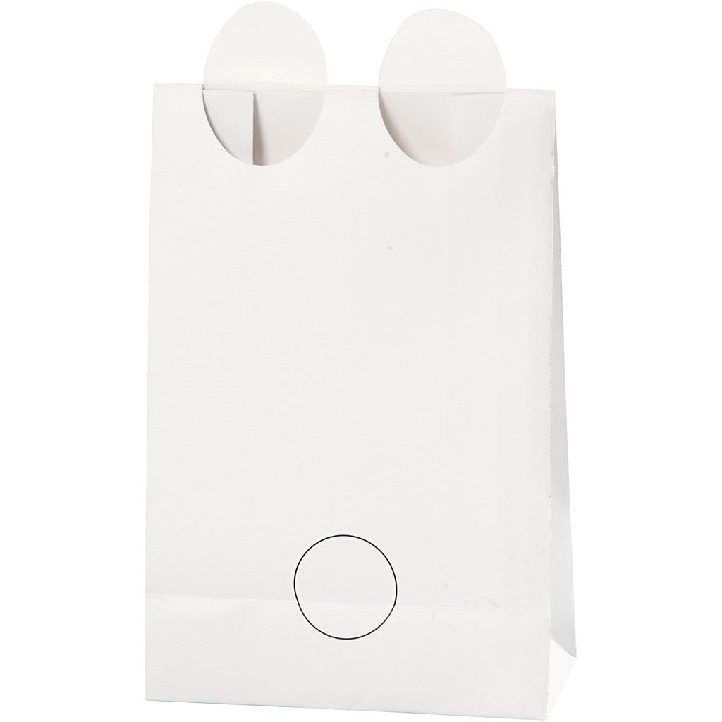 Papieren zakken, ijsbeer, H: 18 cm, afm 6x12 cm, 80 gr, wit, 6 stuk/ 1 doos [HOB-23181]