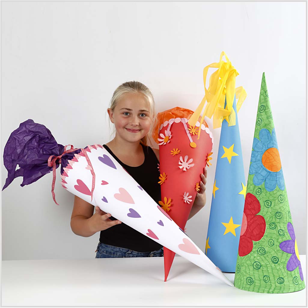 Kegels, H: 68 cm, d 20 cm, wit, 5 stuk/ 1 doos [HOB-23315]