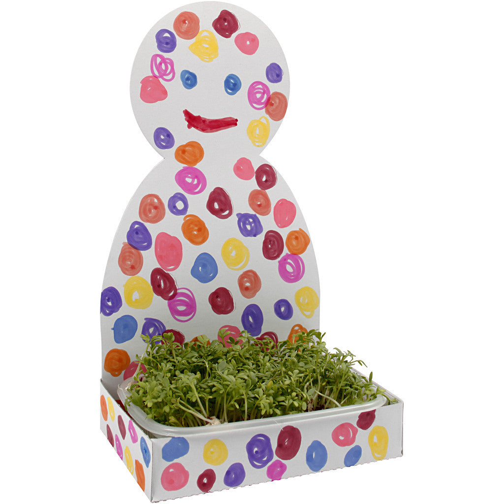 Waterkersbakje met figuur, persoon, H: 20 cm, wit, 6 set/ 1 doos [HOB-233441]