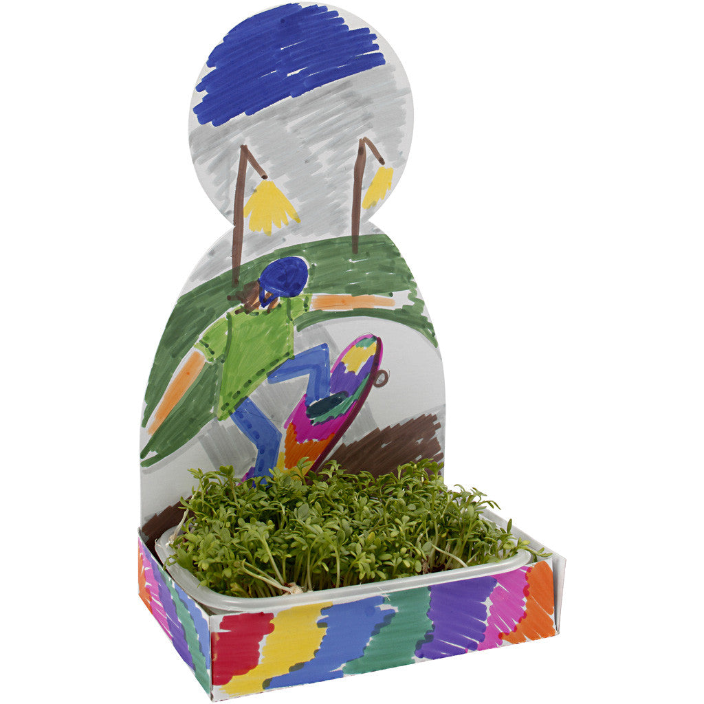 Waterkersbakje met figuur, persoon, H: 20 cm, wit, 6 set/ 1 doos [HOB-233441]