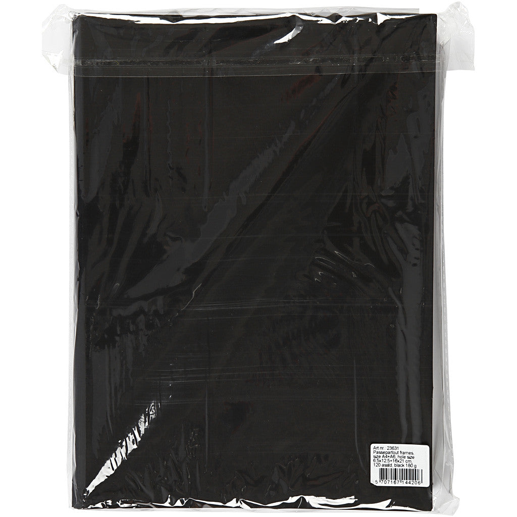 Cartes passe-partout, dim. A4+A6, 180 gr, noir, 2x60 pièces/ 1 Pq. [HOB-23631]