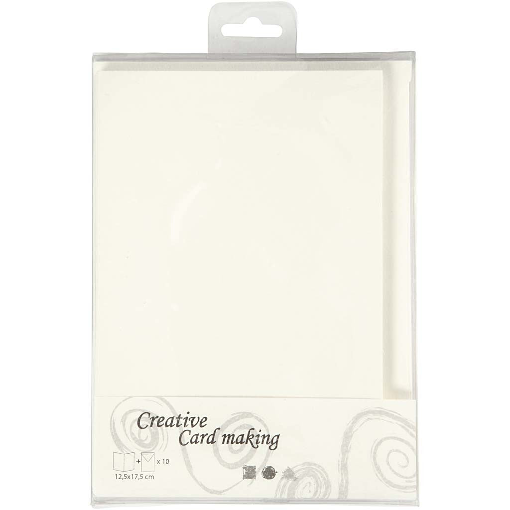 Kaarten en enveloppen, afmeting kaart 12,5x17,5 cm, afmeting envelop 14x19 cm, off-white, 10 set/ 1 doos [HOB-23706]
