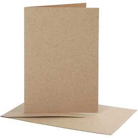 Kaarten en enveloppen, afmeting kaart 10,5x15 cm, afmeting envelop 11,5x16,5 cm, naturel, 10 set/ 1 doos [HOB-23712]