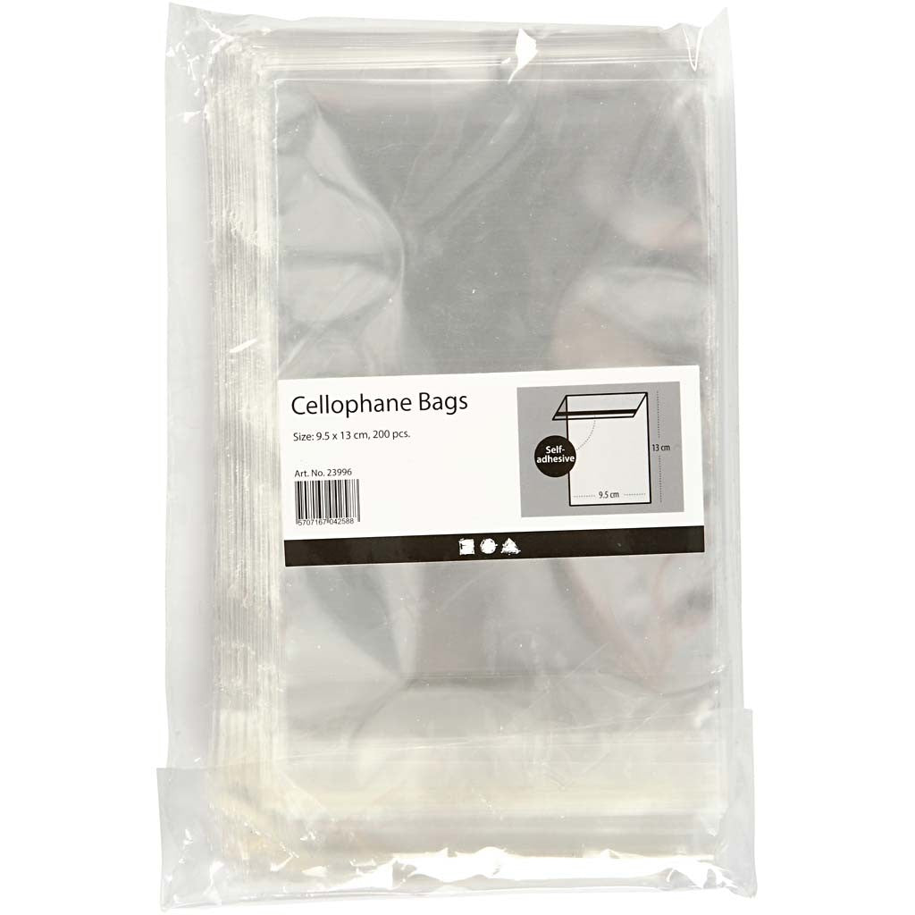 Sachet Cellophane, H : 12,9 cm, L : 9,7 cm, ép. 25 my, 200 pièces/ 1 Pq. [HOB-23996]