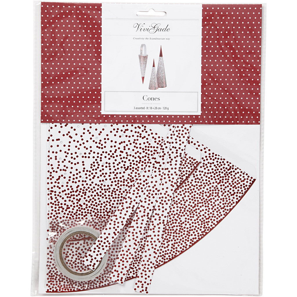 Cônes, H : 18+28 cm, 120 gr, rouge, blanc, 3 pièces/ 1 Pq. [HOB-24364]
