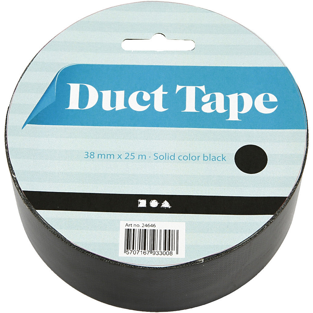Duct tape, L : 38 mm, noir, 25 m/ 1 rouleau [HOB-24646]