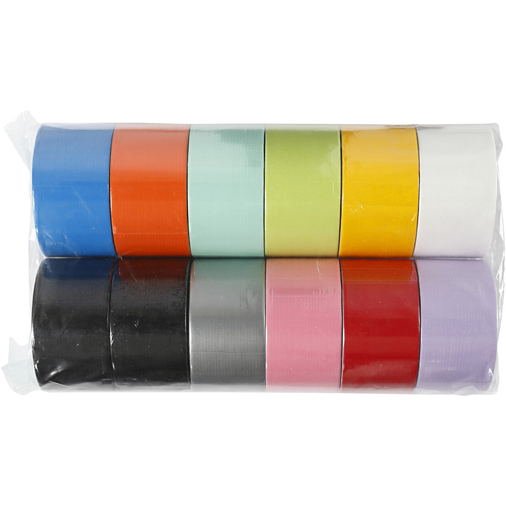 Duck tape, Effen kleur, B: 48 mm, diverse kleuren, 12x5 m/ 1 doos [HOB-24680]