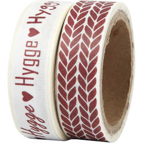 Masking Tape, Hygge en breisteek, B: 15 mm, 2x5 m/ 1 doos [HOB-24766]
