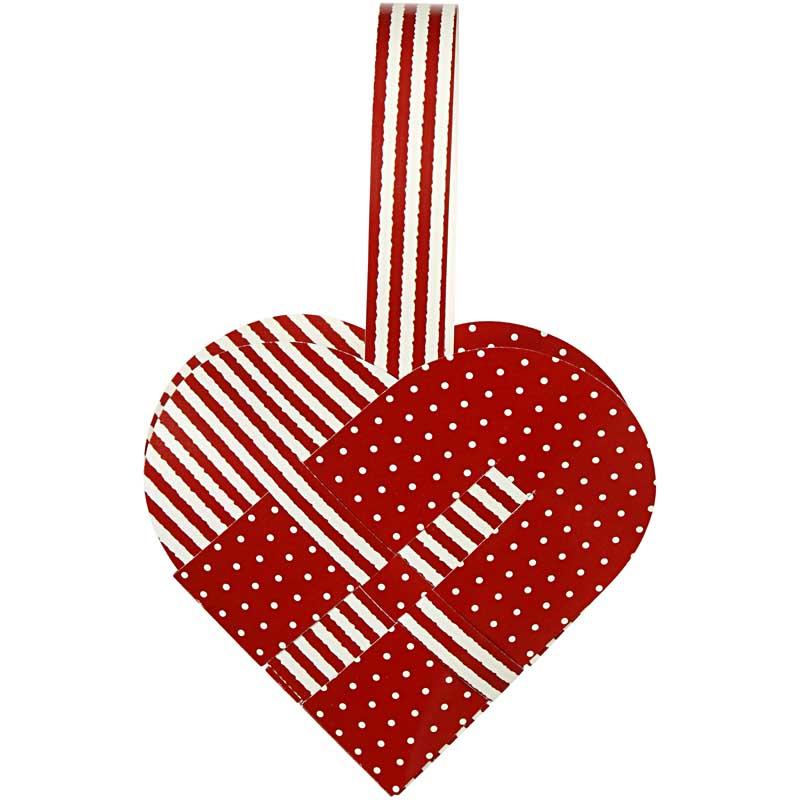 Coeurs tressés, dim. 14,5x10 cm, 120 gr, ass. de couleurs, 8 set/ 1 Pq. [HOB-25152]