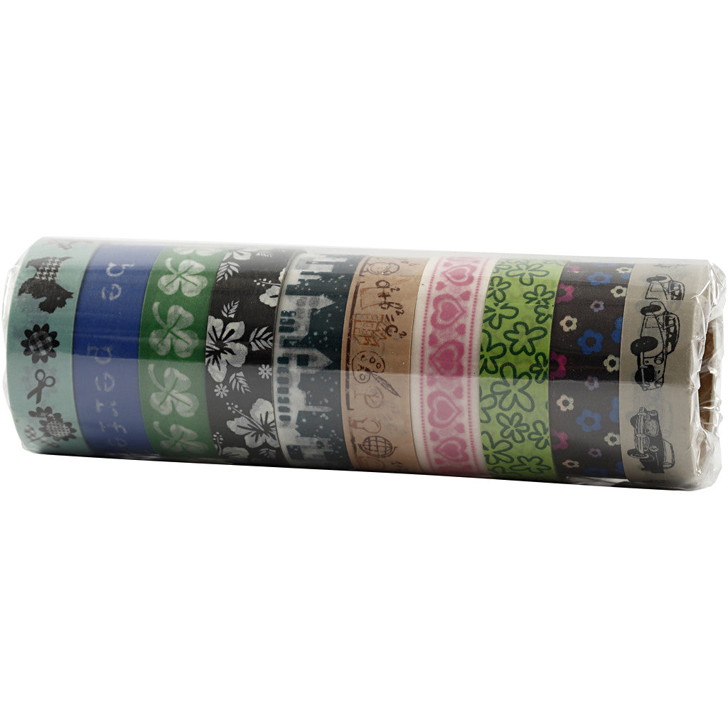 Ruban adhésif Washi Tape, L : 15 mm, 10x10 m/ 1 Pq. [HOB-25215]