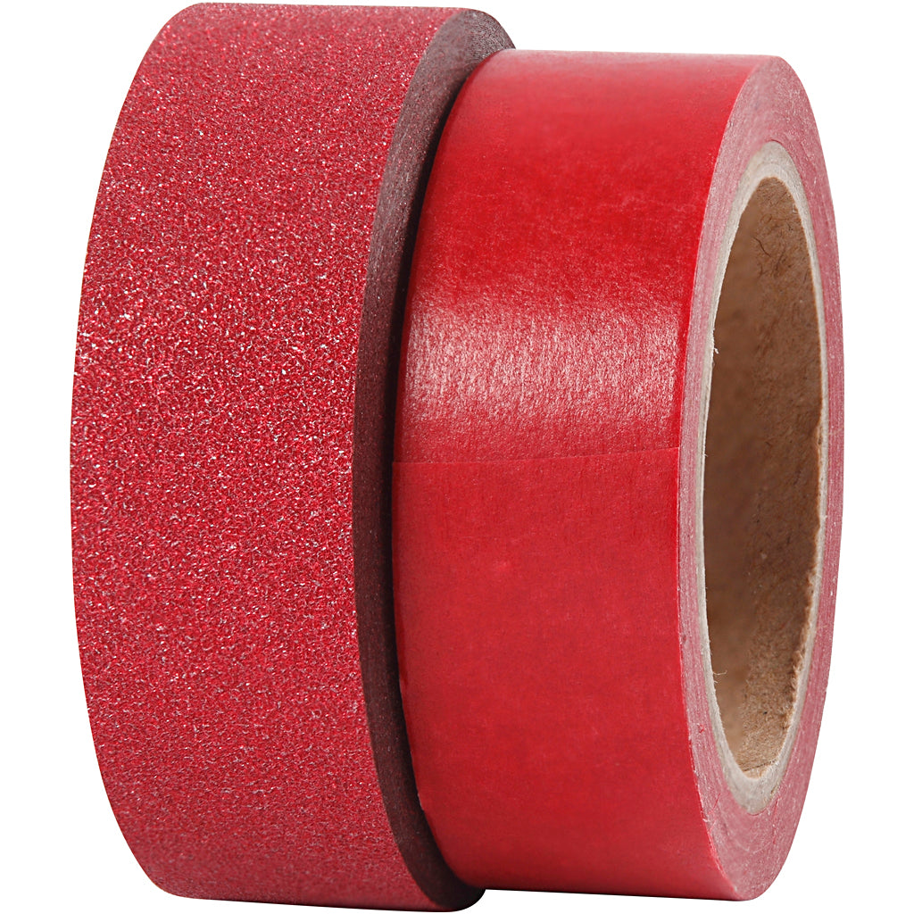 Ruban adhésif design, L : 15 mm, rouge, 2 rouleau/ 1 Pq. [HOB-25232]