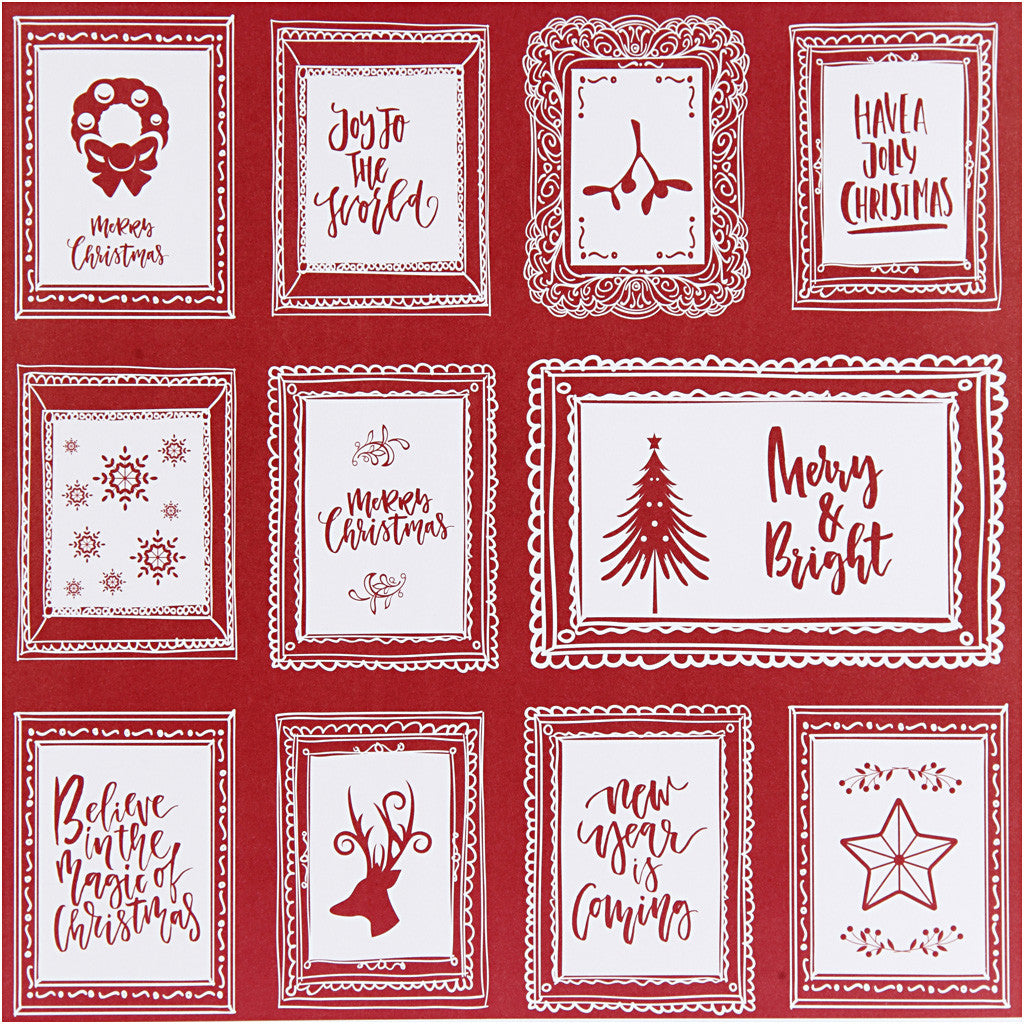 Design papier, lijsten met tekst en doodles, vel 30,5x30,5 cm, 180 gr, 5 vel/ 1 doos [HOB-25341]