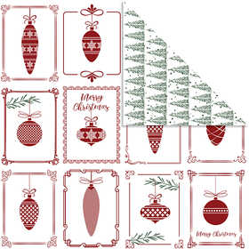 Design papier, kerstballen en kerstbomen, vel 30,5x30,5 cm, 180 gr, 5 vel/ 1 doos [HOB-25342]