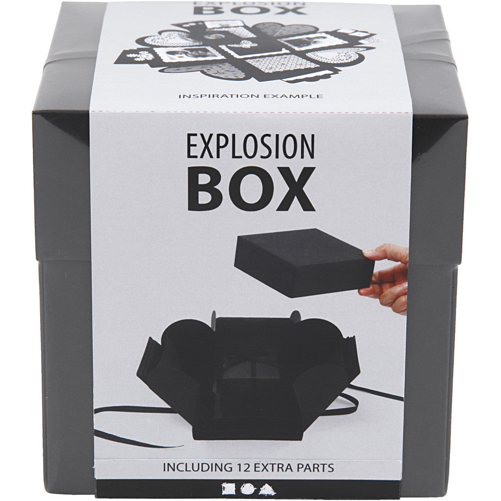 Explosion box, afm 7x7x7,5+12x12x12 cm, zwart, 1 stuk [HOB-25378]