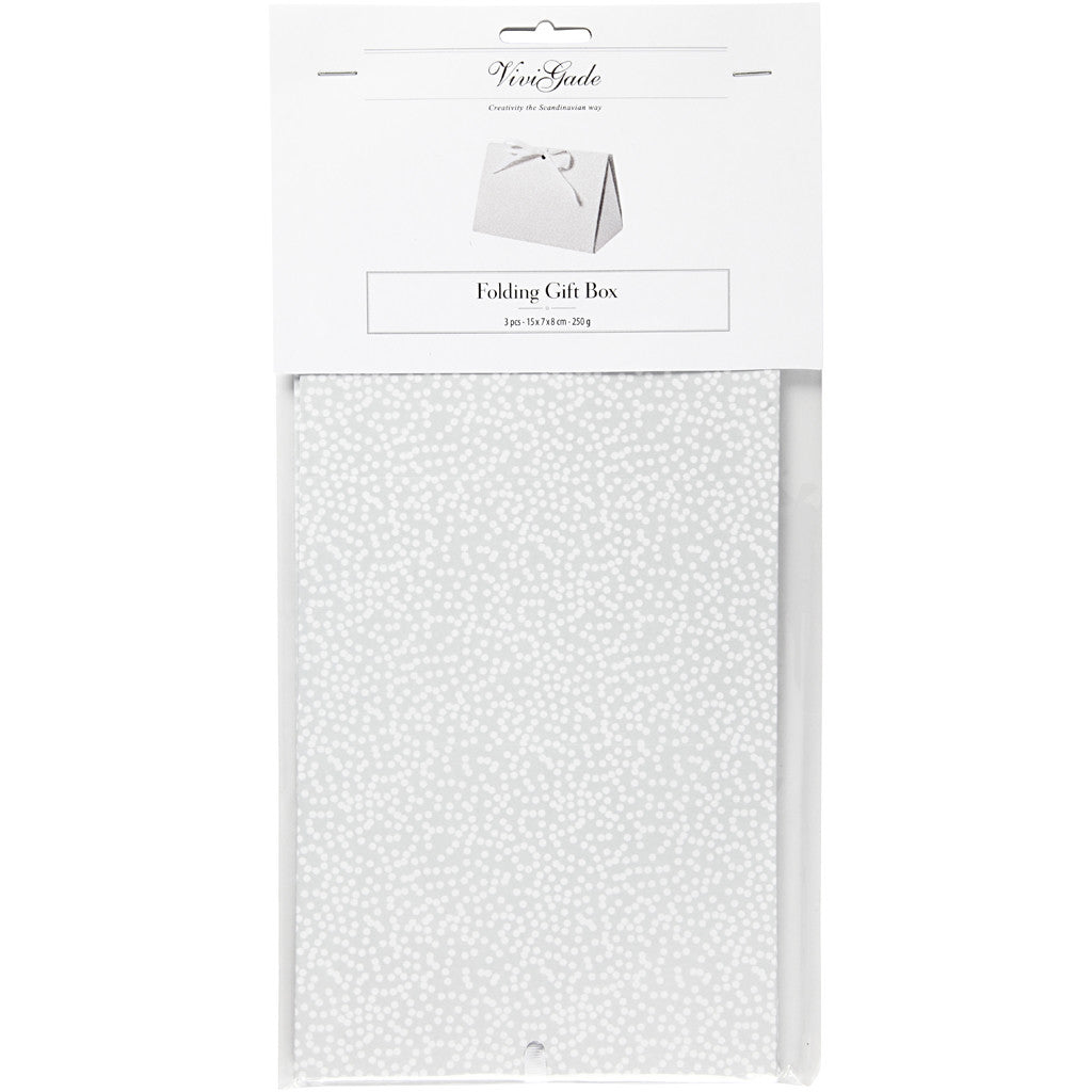 Cadeaudoos, stippen, afm 15x7x8 cm, 250 gr, grijs, 3 stuk/ 1 doos [HOB-26296]