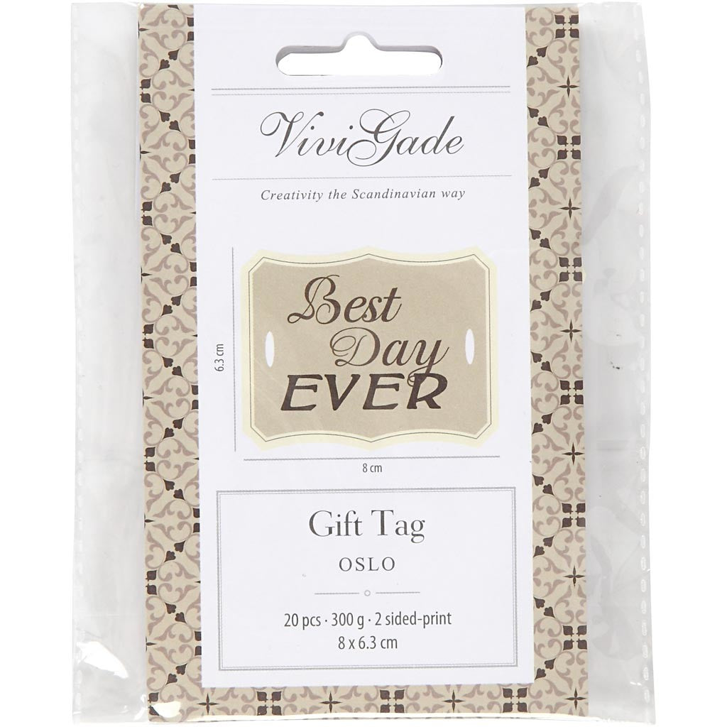 Etiquette cadeau, dim. 8x6,3 cm, 300 gr, 20 pièces/ 1 Pq. [HOB-26338]