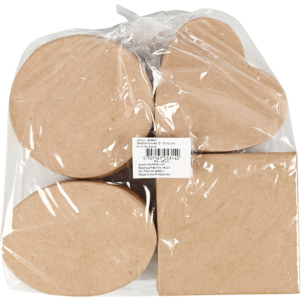 Boîtes moyennes, H : 5 cm, d 10-12 cm, 4 pièces/ 1 Pq. [HOB-264800]