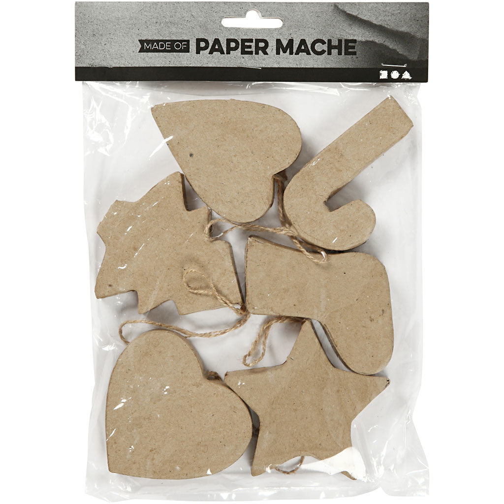 Décorations de Noël, H : 7+8 cm, 6 pièces/ 1 Pq. [HOB-267013]