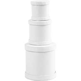 Trommel dozen set, H: 4+5+7 cm, d 4+5+6,5 cm, wit, 1 set [HOB-26803]