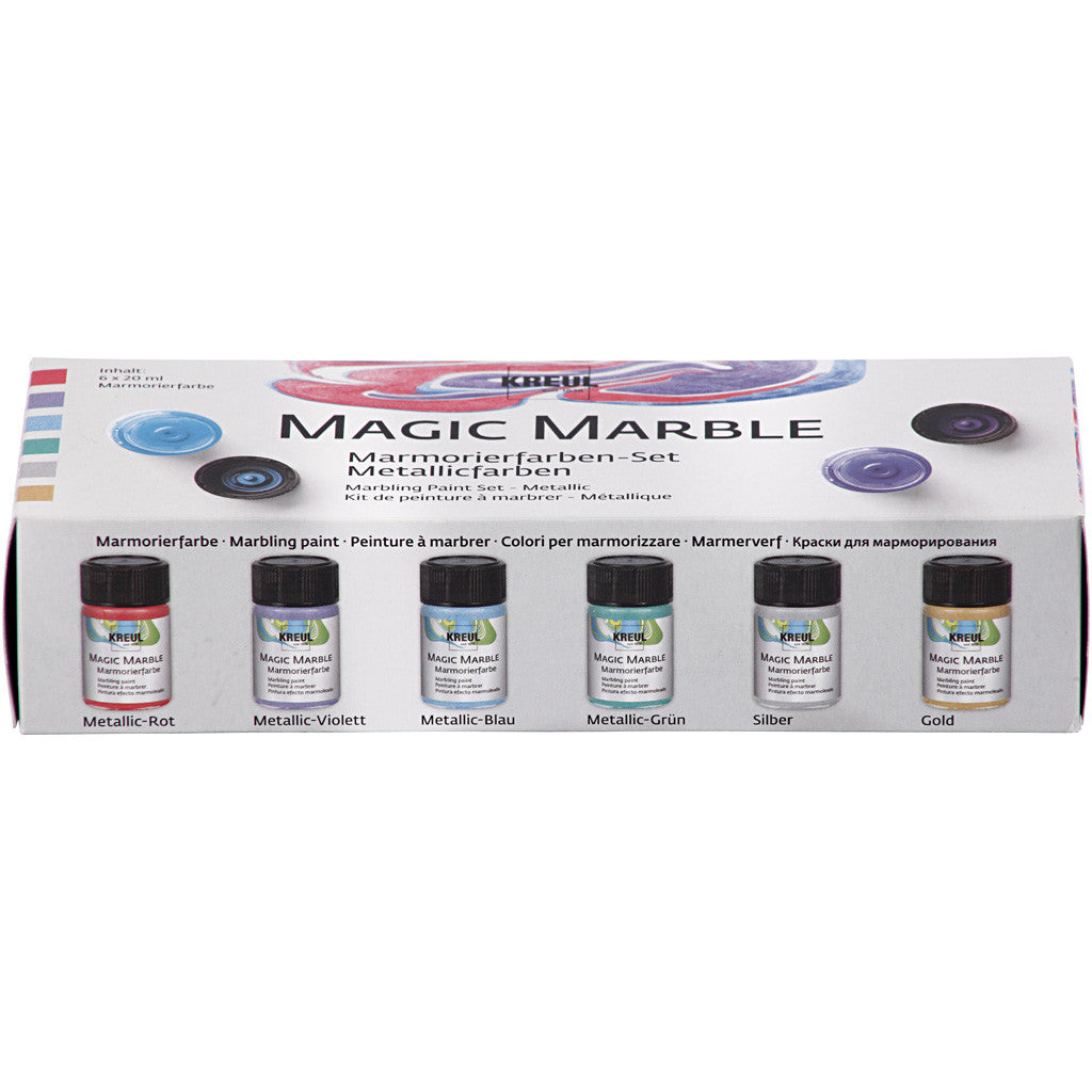 Magic Marble-verf, metallic kleuren, 6x20 ml/ 1 doos [HOB-30197]