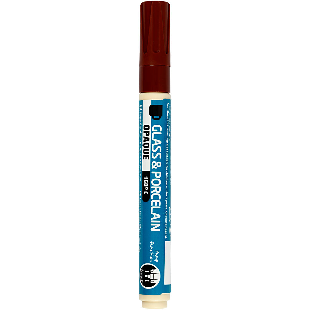 Glass and Porcelain Marker, line 2-4 mm, opaque, brown