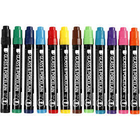 Glas- en Porseleinstiften, lijndikte 1-3 mm, semi-dekkend, 12 stuk/ 1 doos [HOB-31653]