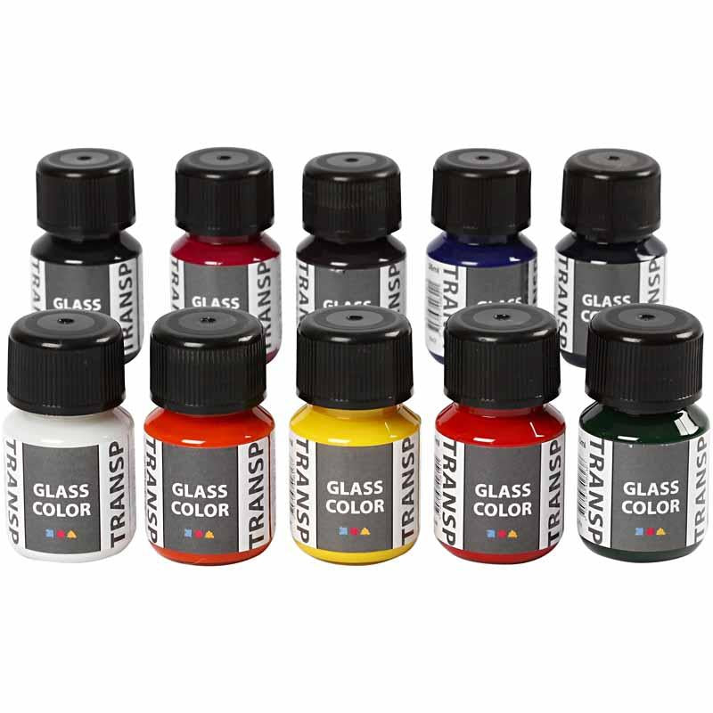 Glass Color Transparent, diverse kleuren, 10x30 ml/ 1 doos [HOB-31680]