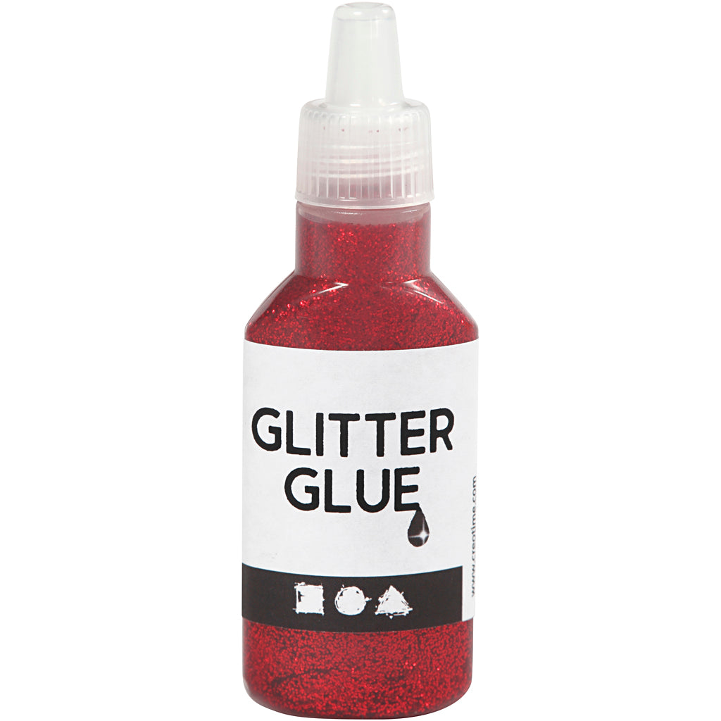 Glitter Glue, red, 25 ml/ 1 bottle