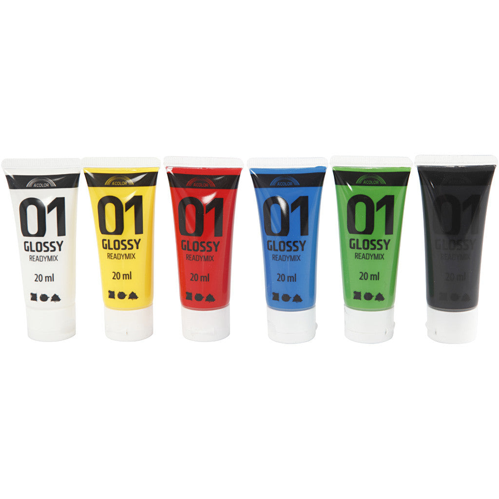 Peinture Acrylique Brillante, couleurs classiques, 6x20 ml/ 1 Pq. [HOB-32003]