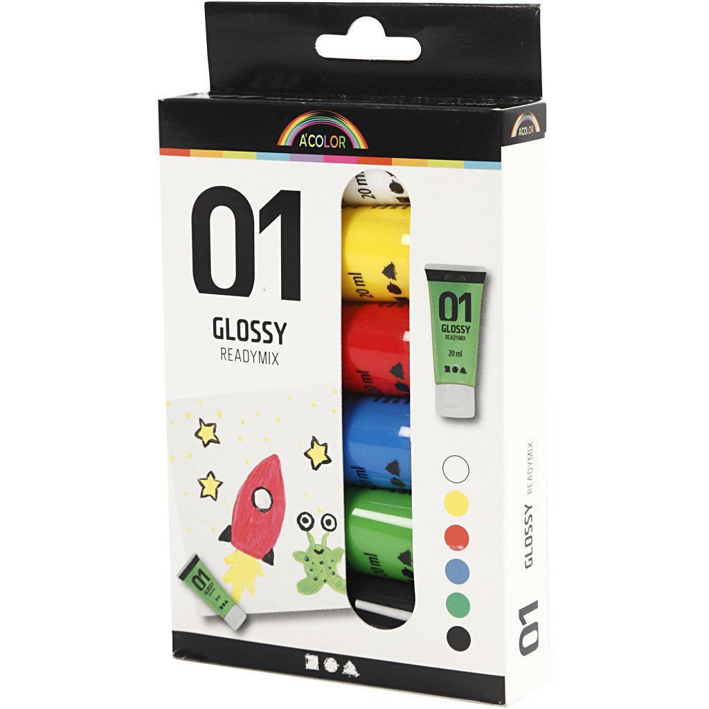 Peinture Acrylique Brillante, couleurs classiques, 6x20 ml/ 1 Pq. [HOB-32003]