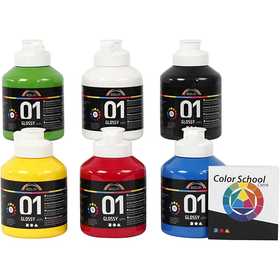 Peinture Acrylique Brillante, couleur primaire, 6x500 ml/ 1 Pq. [HOB-32032]