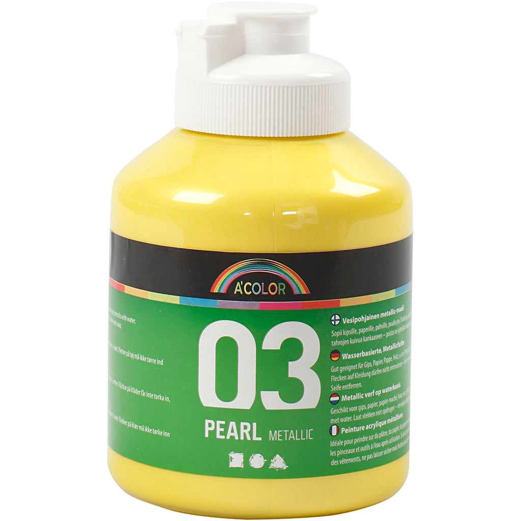 Acrylic Paint Metallic, metallic, yellow, 500 ml/ 1 bottle