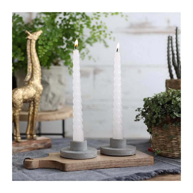 Kaarsen gedraaid wit 19cm hoog (4 st.) [IFS-32237]