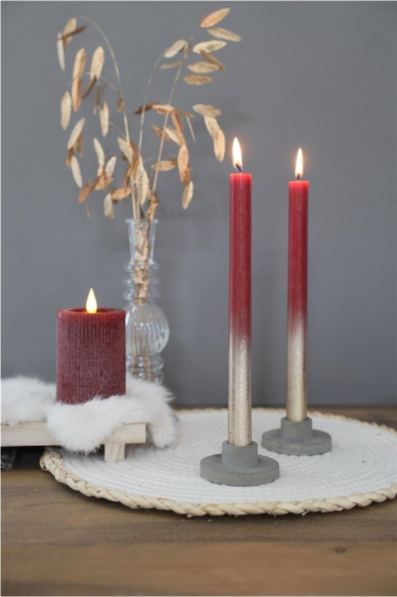 Dinner Kaarsen bordeaux met Goude Spray Ø2.1/h. 25cm (1 set) [IFS-32311]