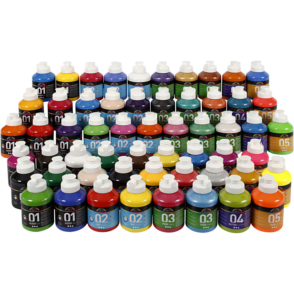 Acrylverf, diverse kleuren, 57x500 ml/ 1 doos [HOB-32599]