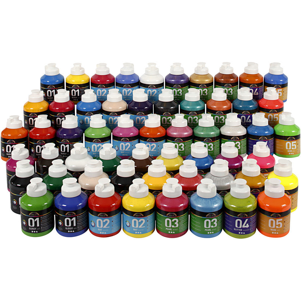 Acrylverf, diverse kleuren, 57x500 ml/ 1 doos [HOB-32599]