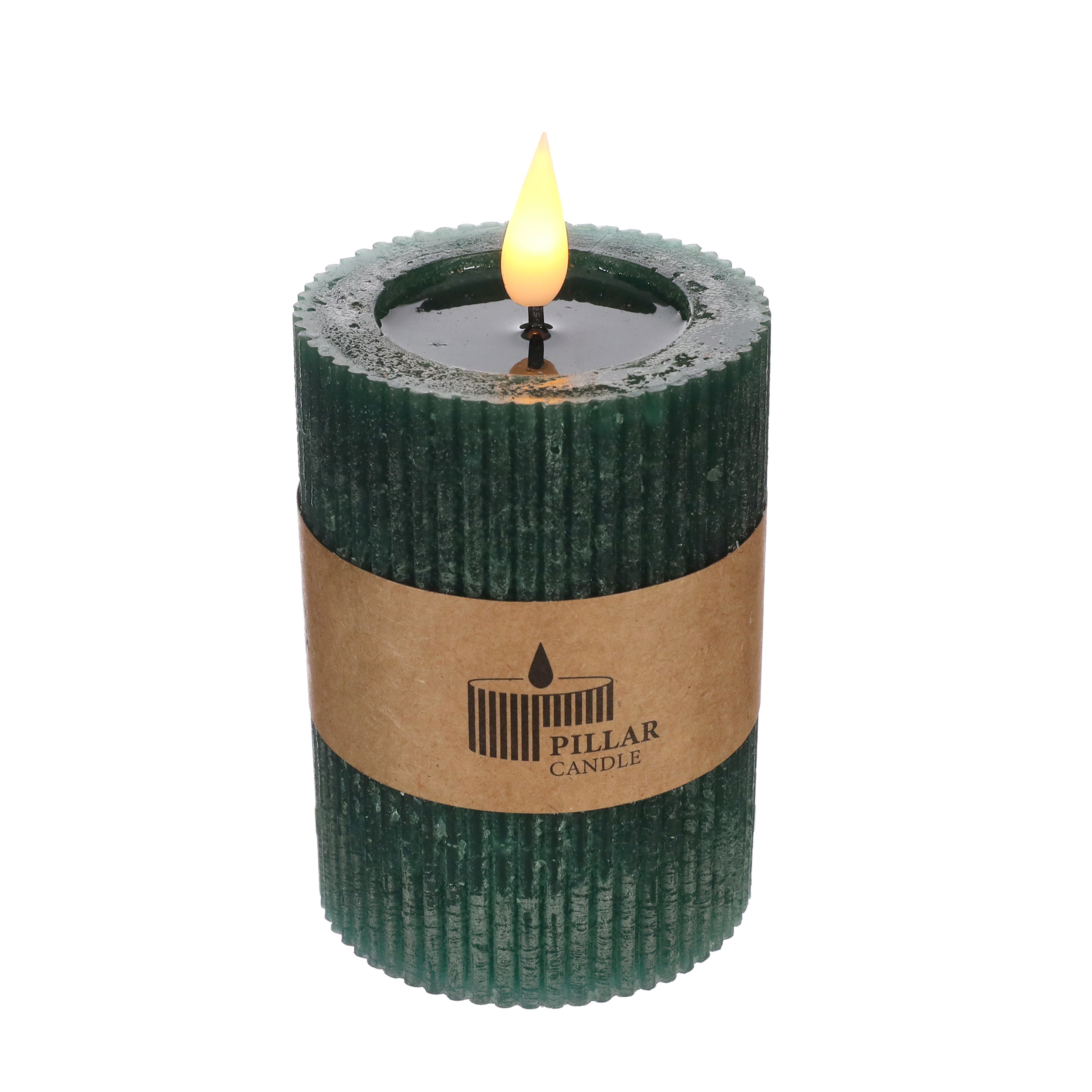 LED Rustic Pillar Candle Ø7 h. 10 cm Moss green (1 pc)
