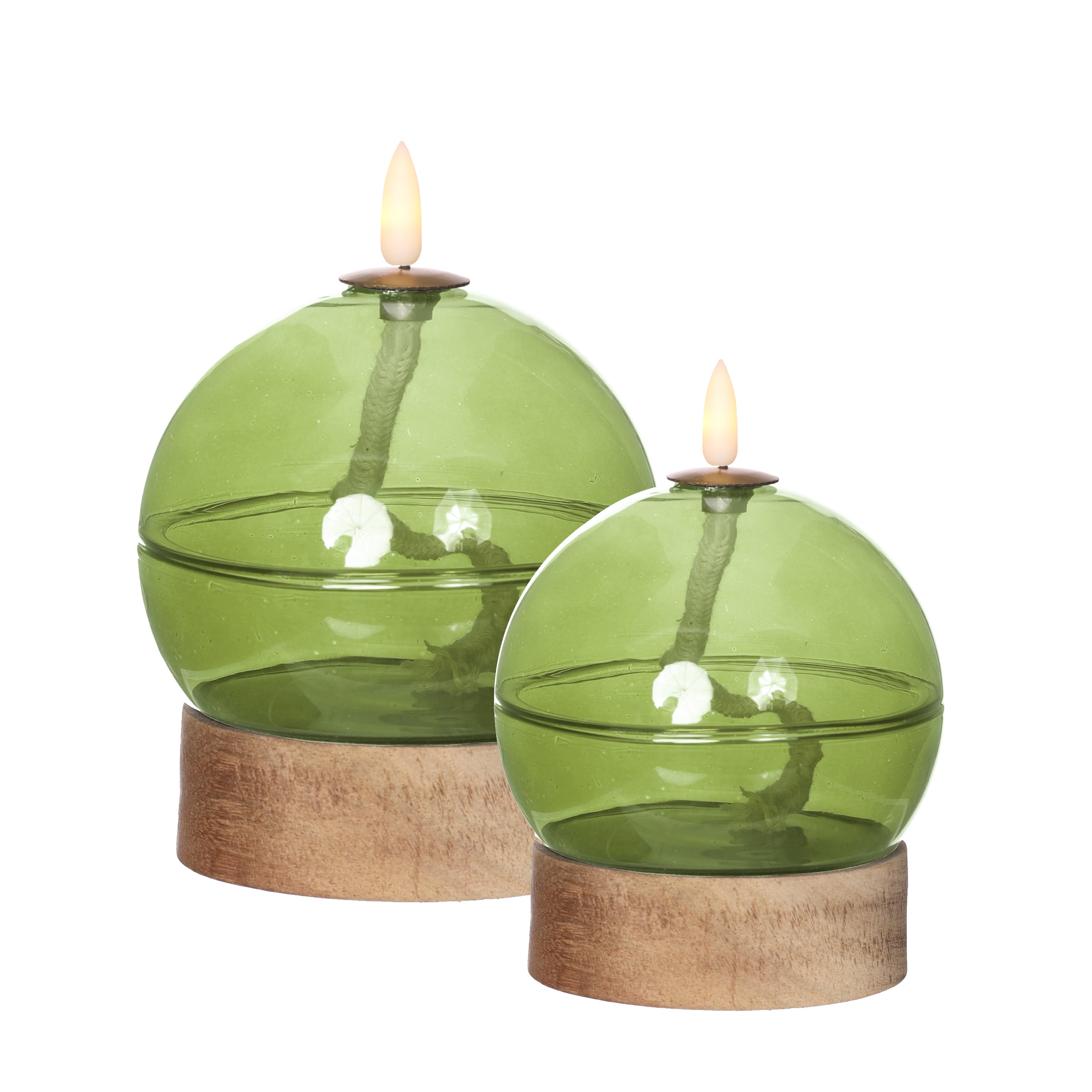 Lampe à huile LED h13,5 Ø10 cm vert clair (1 pc) [IFS-32805]