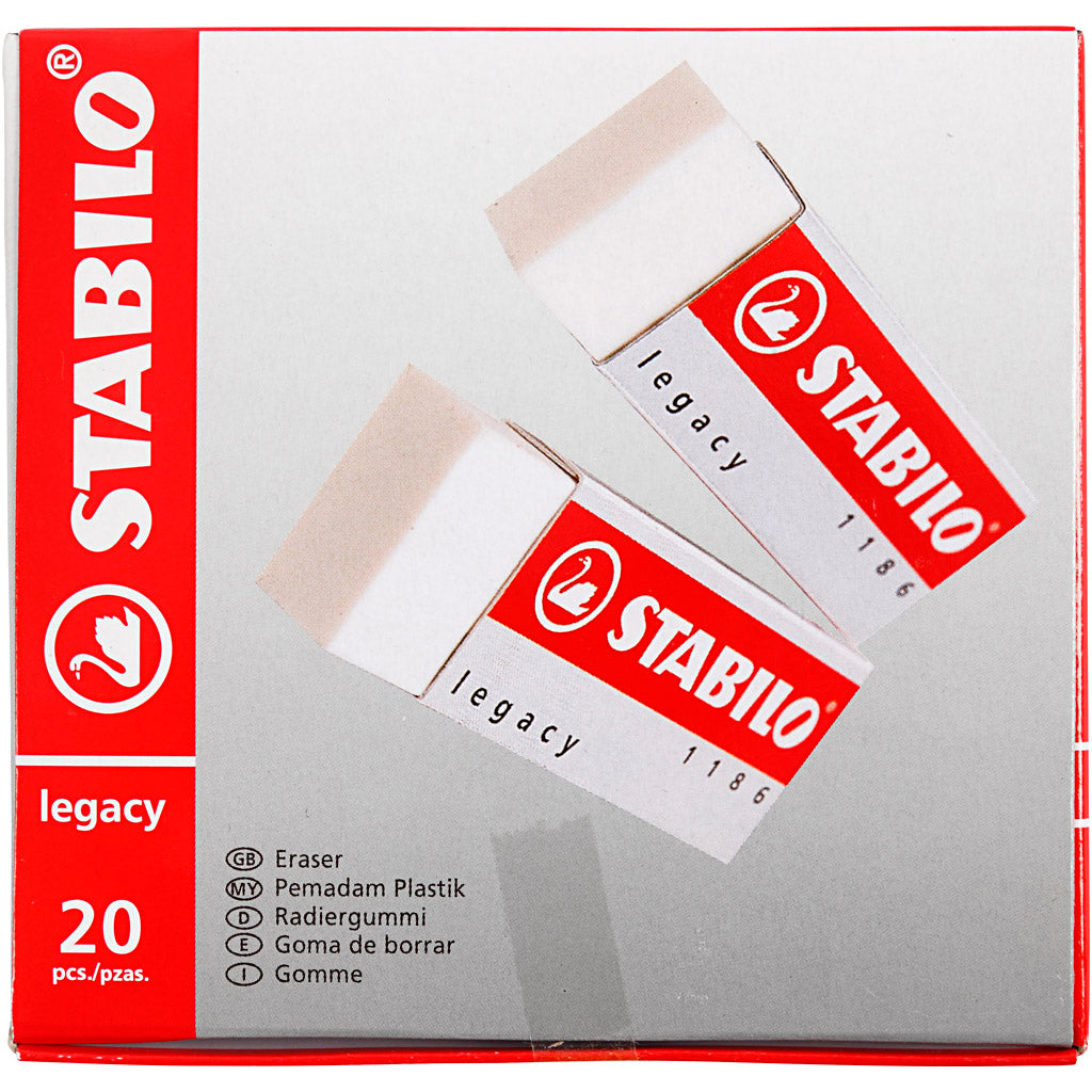 Stabilo Gum, H: 1 cm, L: 6,3 cm, B: 2,3 cm, wit, 20 stuk/ 1 doos [HOB-331405]