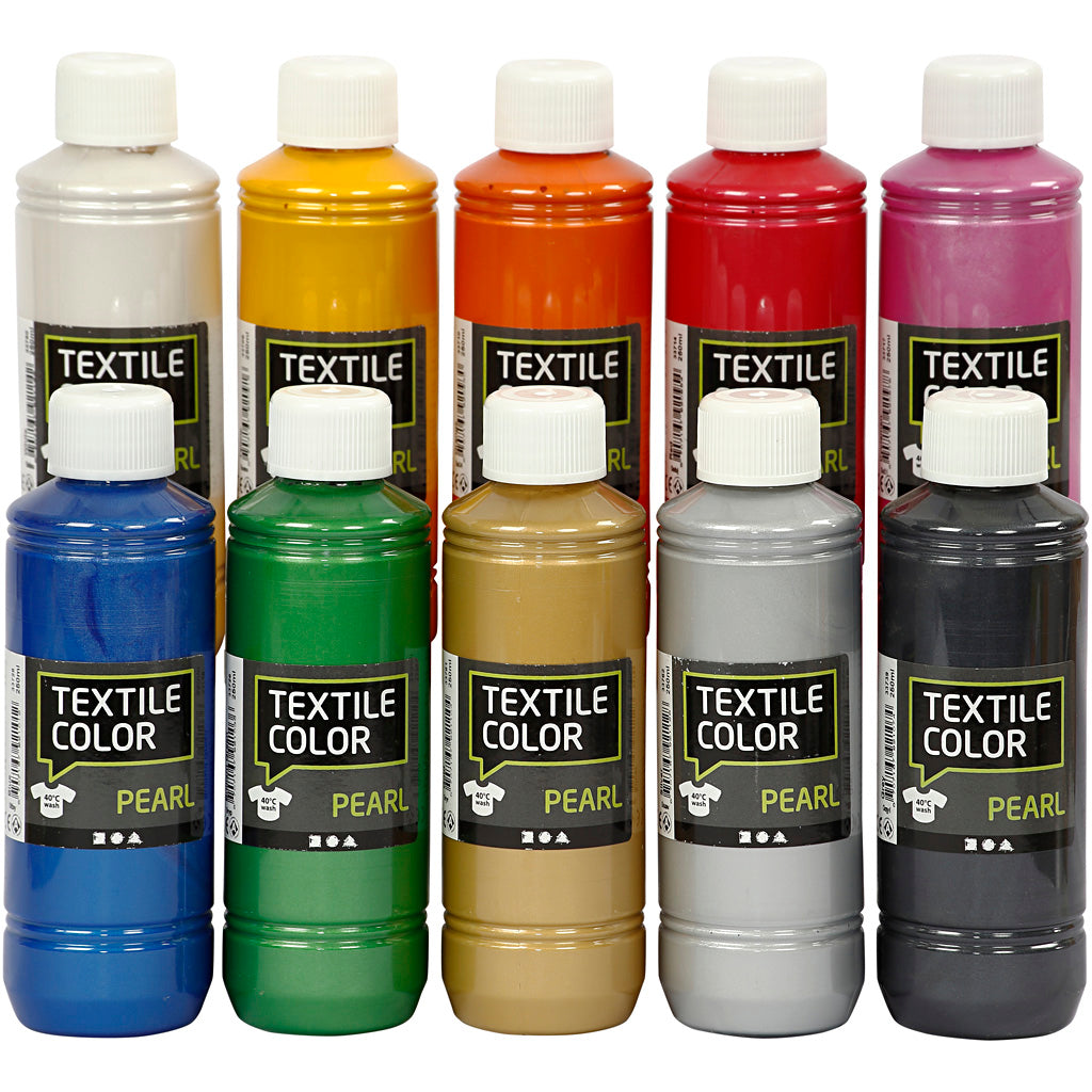 Textile Color, mother of pearl, assorted colours, 10x250 ml