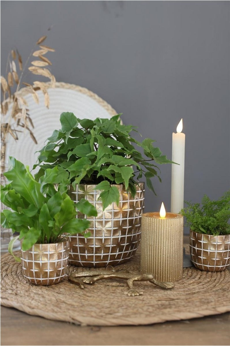 Pot de fleurs hanoi Ø10 x h:8,4 cm or (6 Pcs) [IFS-33852]