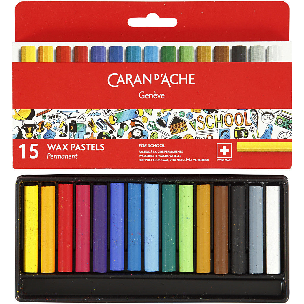 CARAN D’ACHE Neocolor I, Junior, L: 5 cm, dikte 8,5 mm, diverse kleuren, 15 stuk/ 1 doos [HOB-34015]