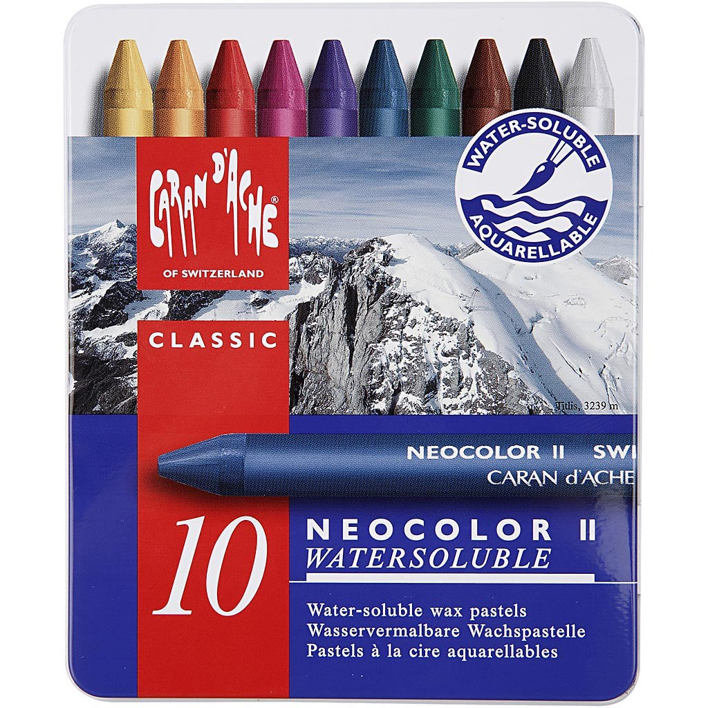 CARAN D’ACHE Neocolor II, L: 10 cm, dikte 8,5 mm, diverse kleuren, 10 stuk/ 1 doos [HOB-34040]