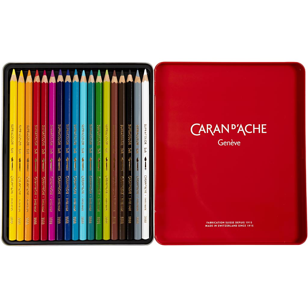 CARAN D’ACHE Supracolor II, L: 17 cm, lead 3.8 mm, assorted colours, 18 pc