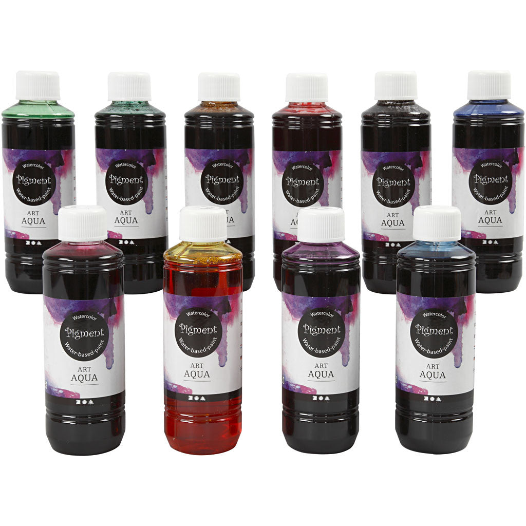 Vloeibare Aquarelverf, diverse kleuren, 10x250 ml/ 1 doos [HOB-34398]