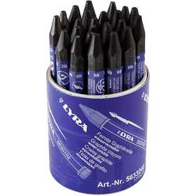 Crayons graphites aquarellables, L : 6,5 cm, 2B,6B,9B, 24 pièces/ 1 Pq. [HOB-34473]