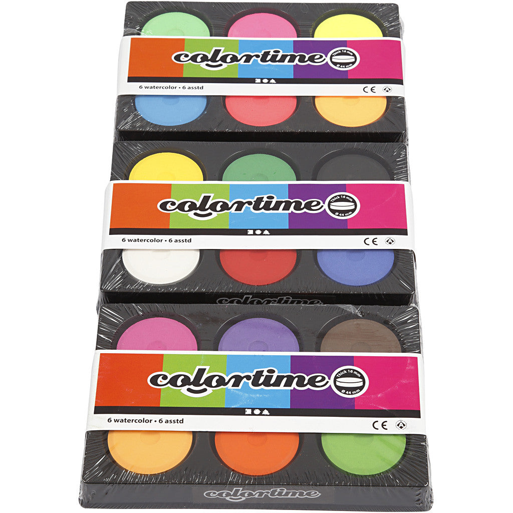 Pastilles aquarelles, H : 16 mm, d 44 mm, couleurs néons, couleur extra, 1 Pq. [HOB-34495]